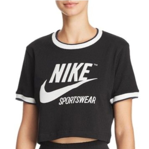 Nike Vintage Style Crop Top | Black | Size Small (S) - Picture 1 of 5